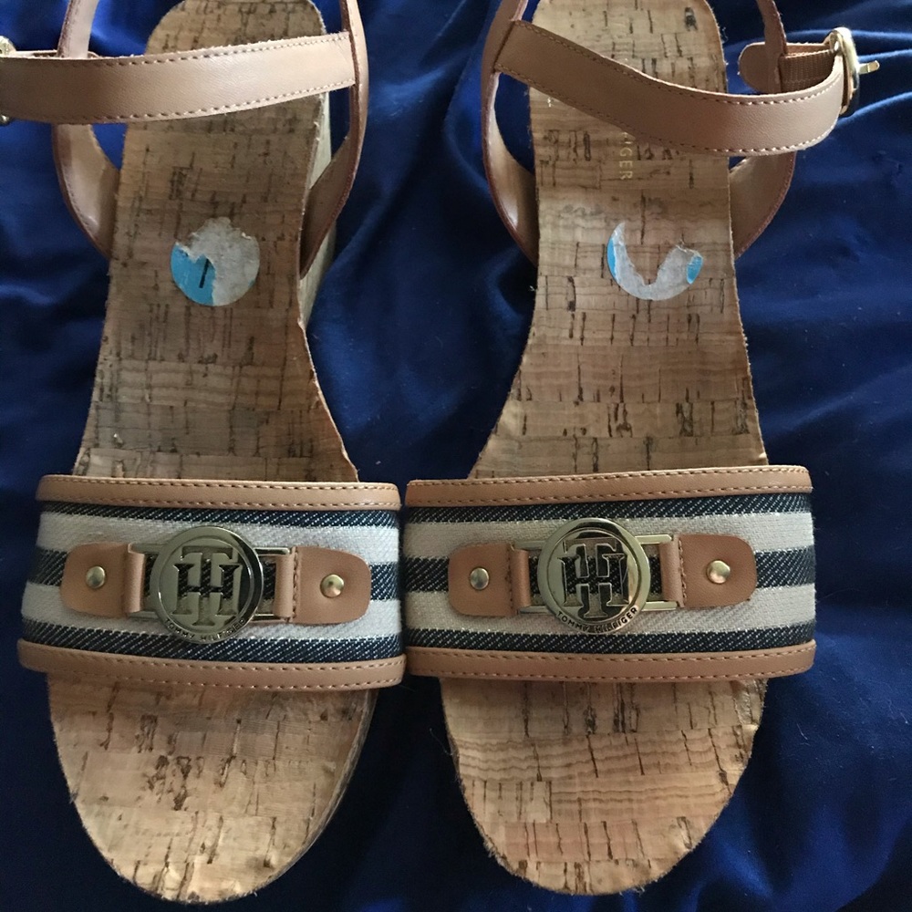 Tan & Striped Hesley Cork Sandal Wedges